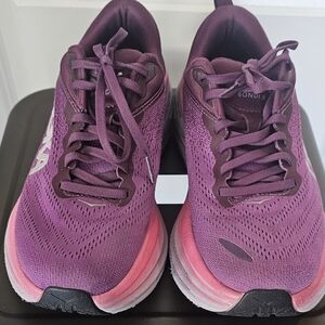 HOKA Bondi 8 Running Shoes Women’s 8.5B Purple Pink Cushioned Athletic Sneakers